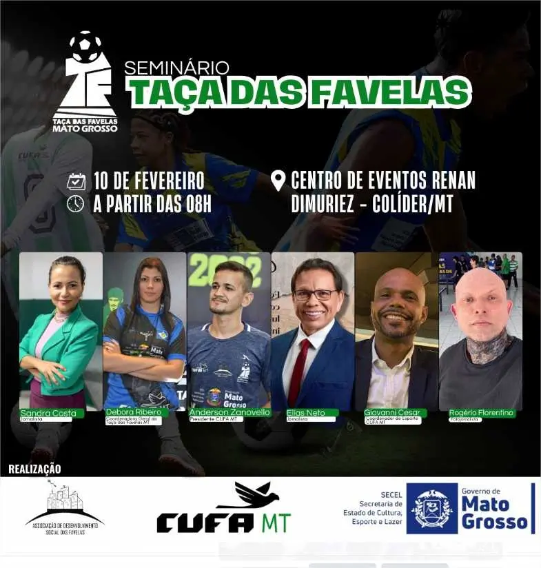 Seminário da Taça das Favelas será dia 10 de fevereiro e marca retomada da Cufa Colíder