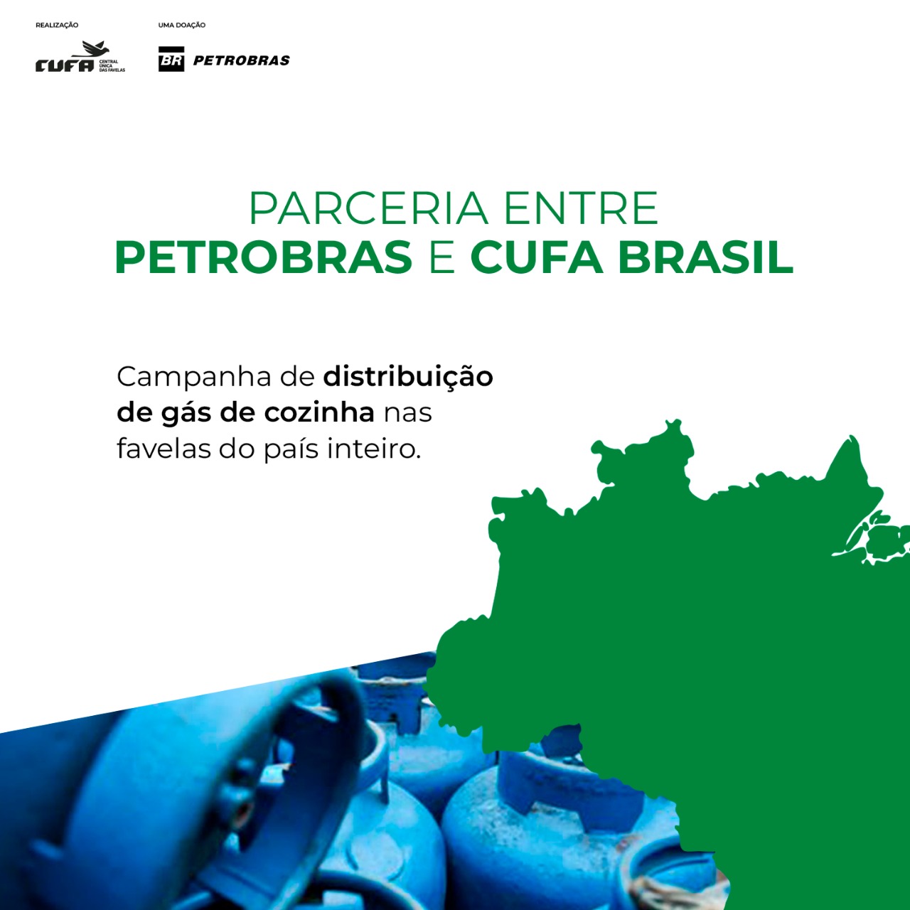 CUFA e Petrobras firmaram parceria para distribuição de gás de cozinha, em favelas do Brasil.